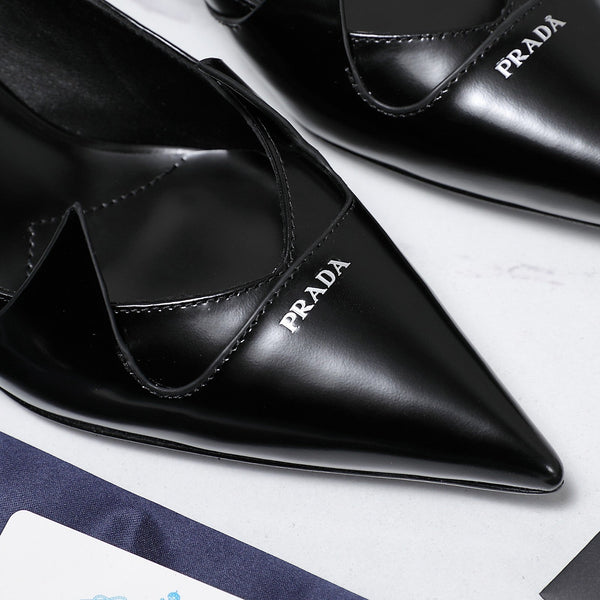 Prada Two-Tone Brushed Pumps 55mm Black Cowhide 456267