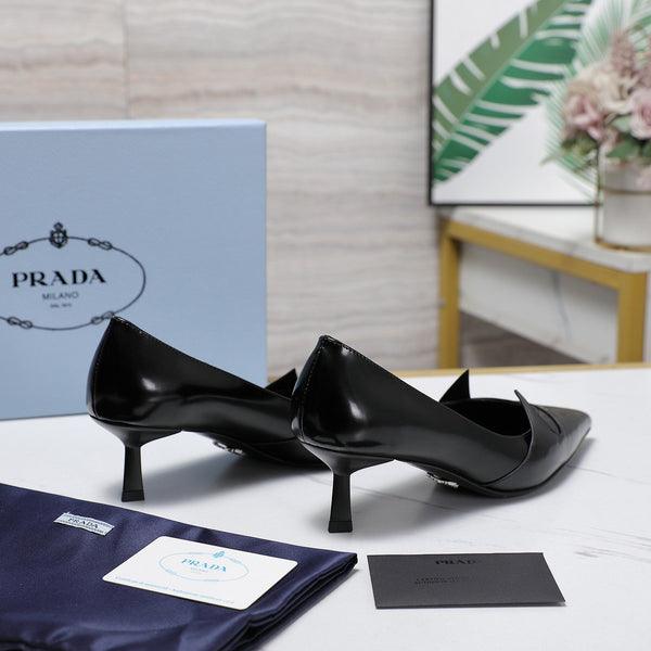 Prada Two-Tone Brushed Pumps 55mm Black Cowhide 456267