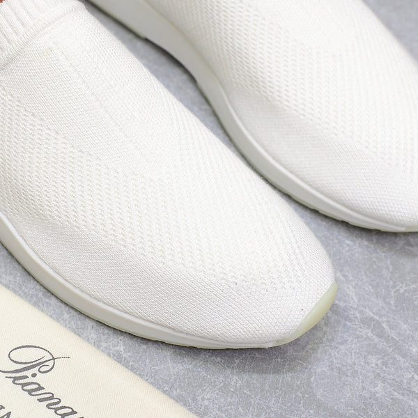 LP lady Flexy Walk Sneaker White Wool And Calfskin 310444