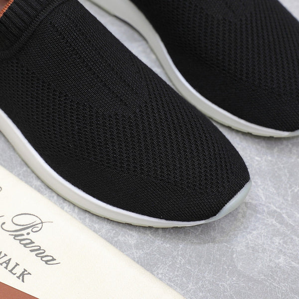 LP lady Flexy Walk Sneaker Black Wool And Calfskin 310446