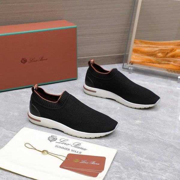 LP lady Flexy Walk Sneaker Black Wool And Calfskin 310446