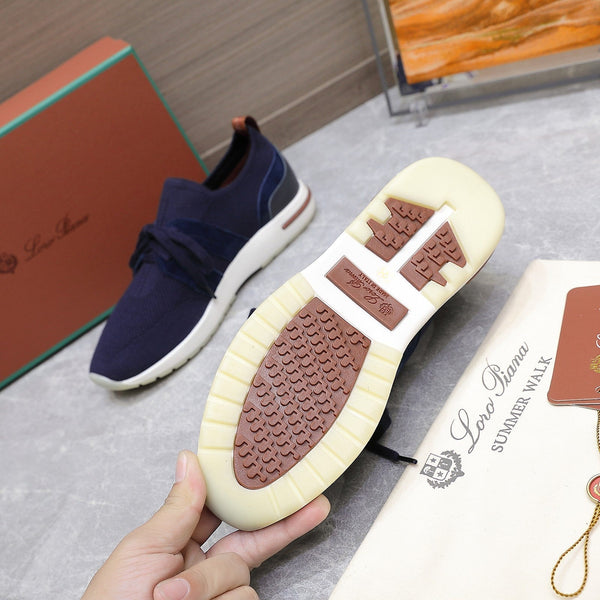 LP lady Flexy Walk Sneaker Navy Blue Wool and Calfskin 310455