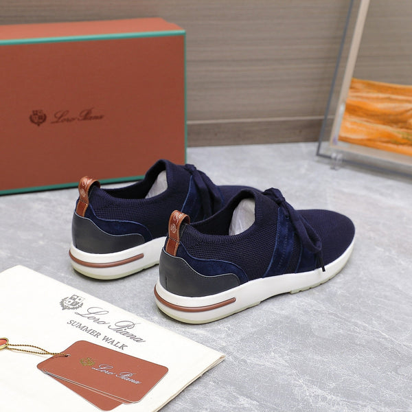 LP lady Flexy Walk Sneaker Navy Blue Wool and Calfskin 310455