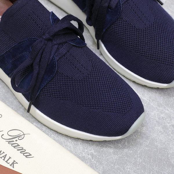 LP lady Flexy Walk Sneaker Navy Blue Wool and Calfskin 310455