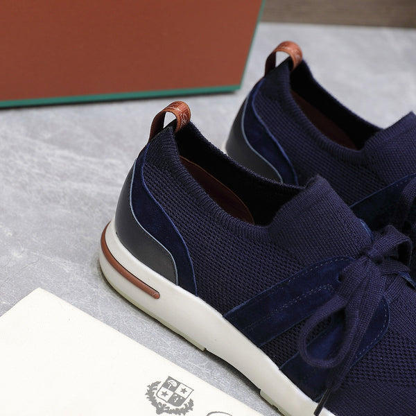 LP lady Flexy Walk Sneaker Navy Blue Wool and Calfskin 310455