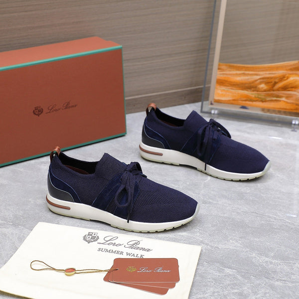 LP lady Flexy Walk Sneaker Navy Blue Wool and Calfskin 310455