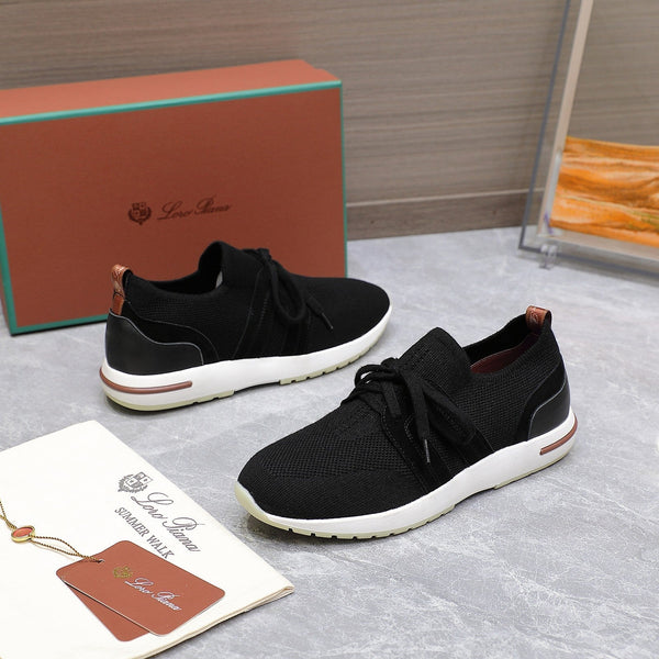 LP lady Flexy Walk Sneaker Black Wool And Calfskin 310456