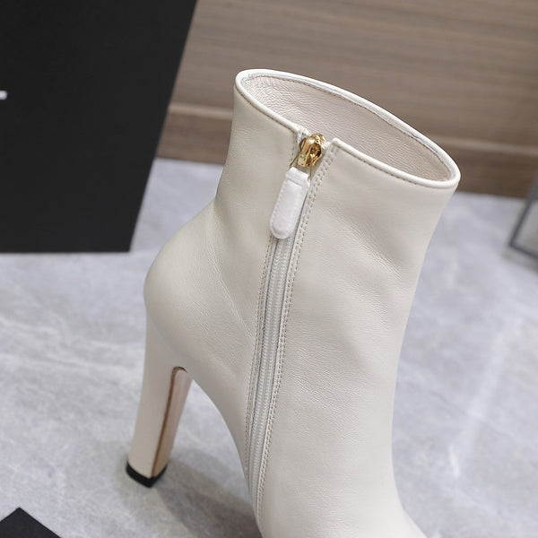 CC Platform Ankle Boots 100mm Black White Lambskin 425876