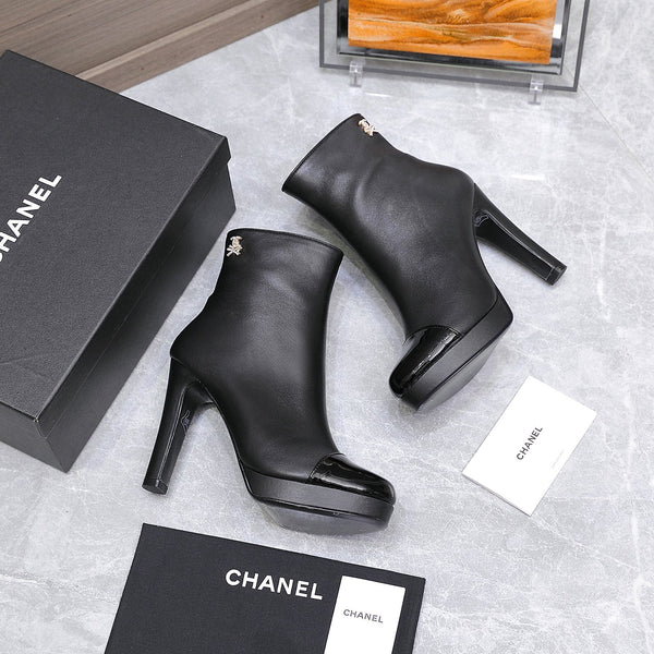 CC Platform Ankle Boots 100mm Black Lambskin 425878