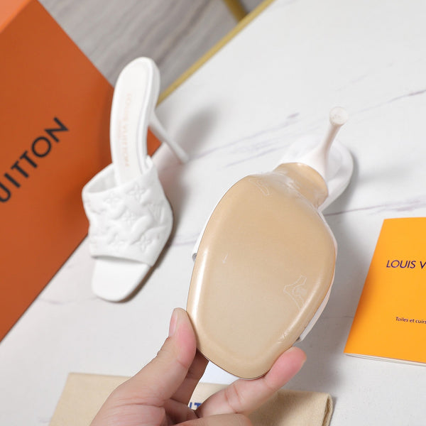 LV Revival Mule 90mm White Monogram-Embossed Lambskin 456146