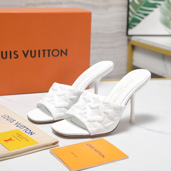 LV Revival Mule 90mm White Monogram-Embossed Lambskin 456146