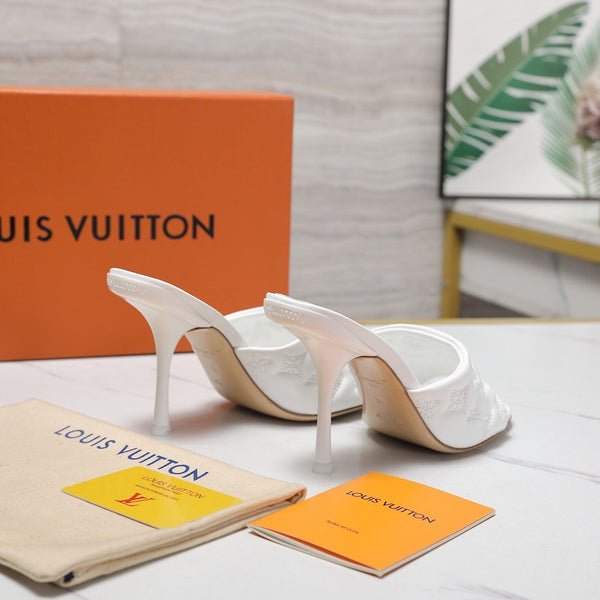 LV Revival Mule 90mm White Monogram-Embossed Lambskin 456146