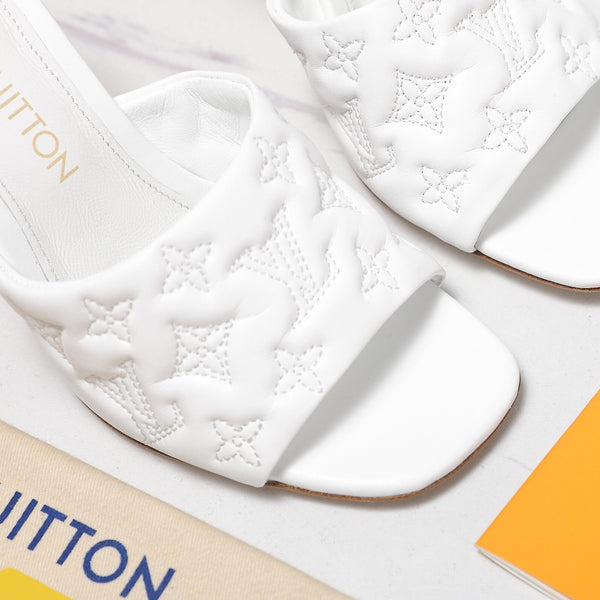 LV Revival Mule 90mm White Monogram-Embossed Lambskin 456146