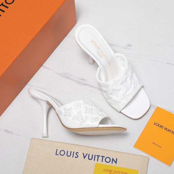 LV Revival Mule 90mm White Monogram-Embossed Lambskin 456146
