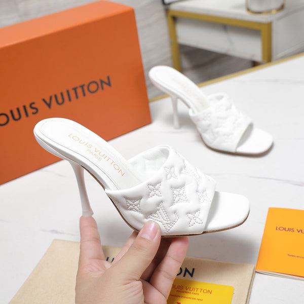 LV Revival Mule 90mm White Monogram-Embossed Lambskin 456146