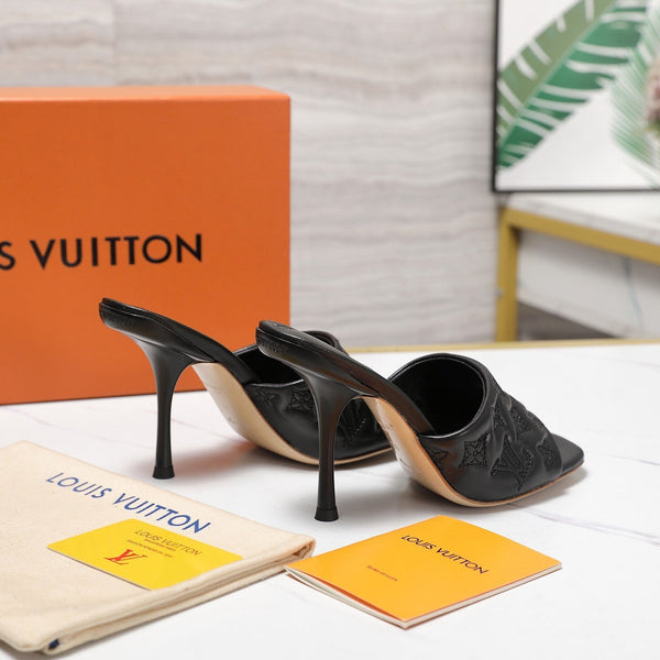 LV Revival Mule 90mm Black Monogram-Embossed Lambskin 456147