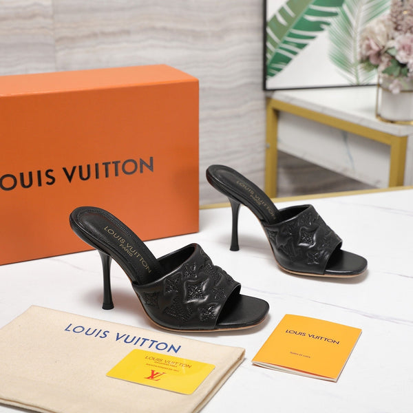 LV Revival Mule 90mm Black Monogram-Embossed Lambskin 456147