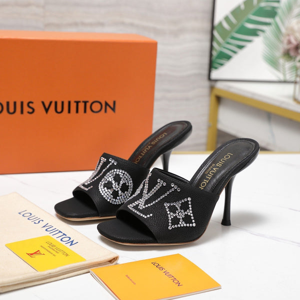 LV 6AM Mule 90mm Black Grained calf leather 456149