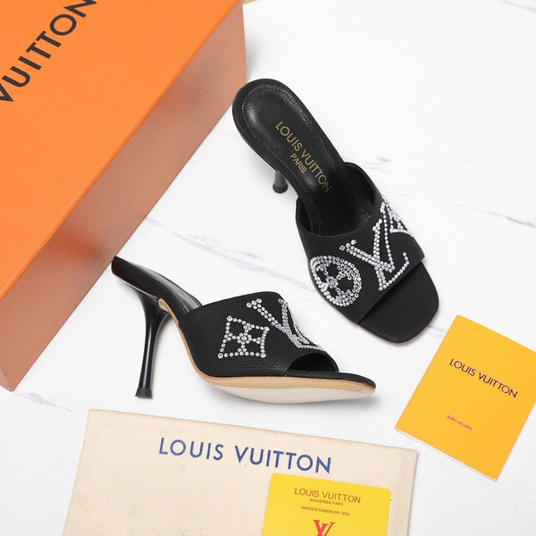 LV 6AM Mule 90mm Black Grained calf leather 456149