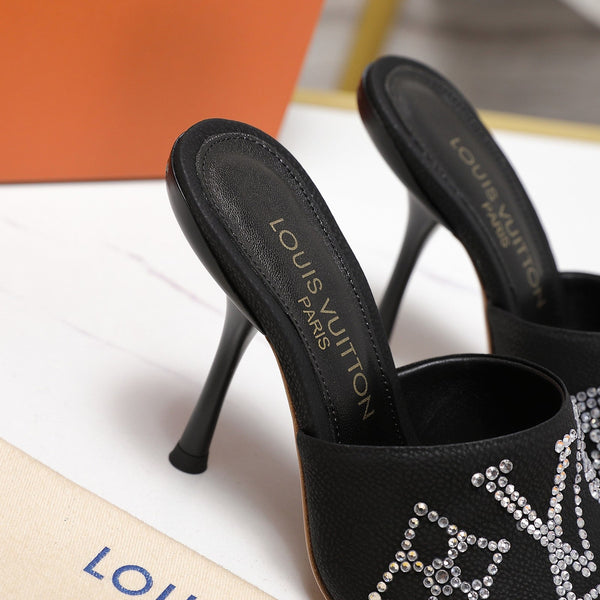 LV 6AM Mule 90mm Black Grained calf leather 456149