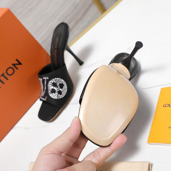 LV 6AM Mule 90mm Black Grained calf leather 456149