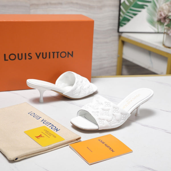 LV Revival Mule 55mm White Monogram-Embossed Lambskin 456150