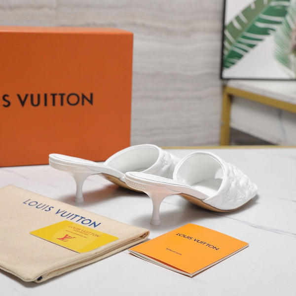 LV Revival Mule 55mm White Monogram-Embossed Lambskin 456150