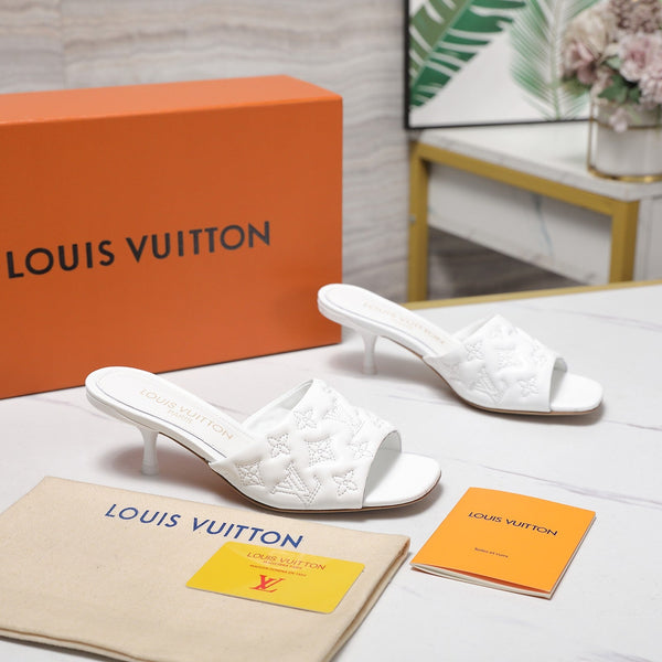 LV Revival Mule 55mm White Monogram-Embossed Lambskin 456150