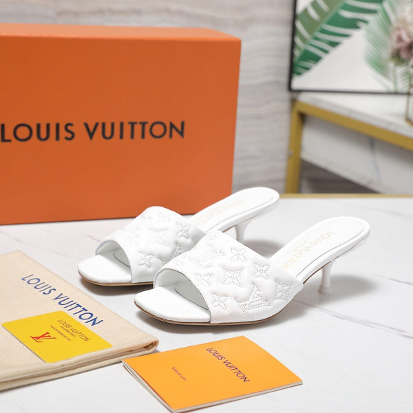 LV Revival Mule 55mm White Monogram-Embossed Lambskin 456150