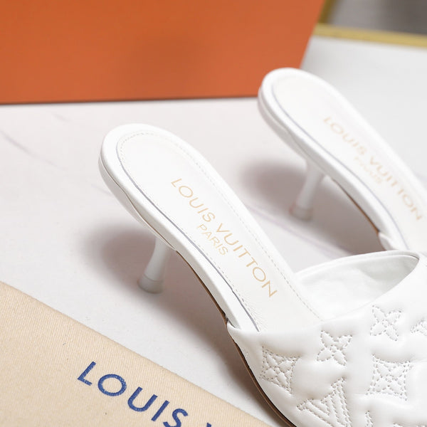 LV Revival Mule 55mm White Monogram-Embossed Lambskin 456150