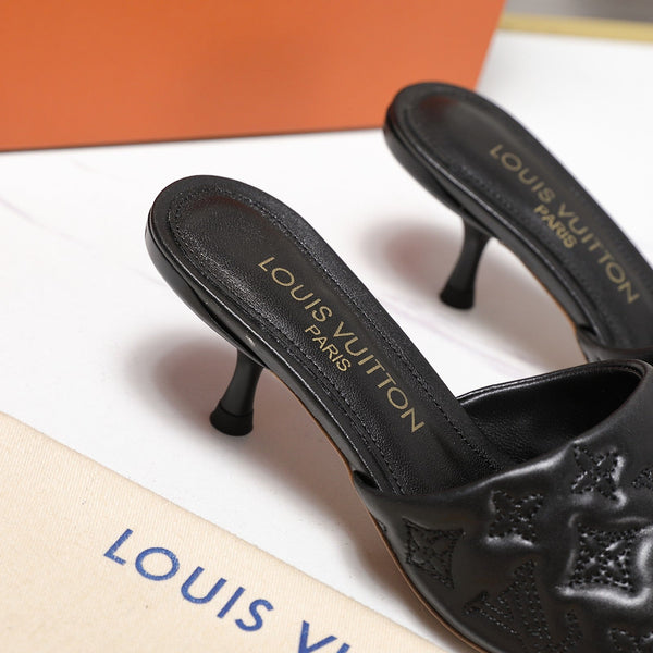 LV Revival Mule 55mm Black Monogram-Embossed Lambskin 456151
