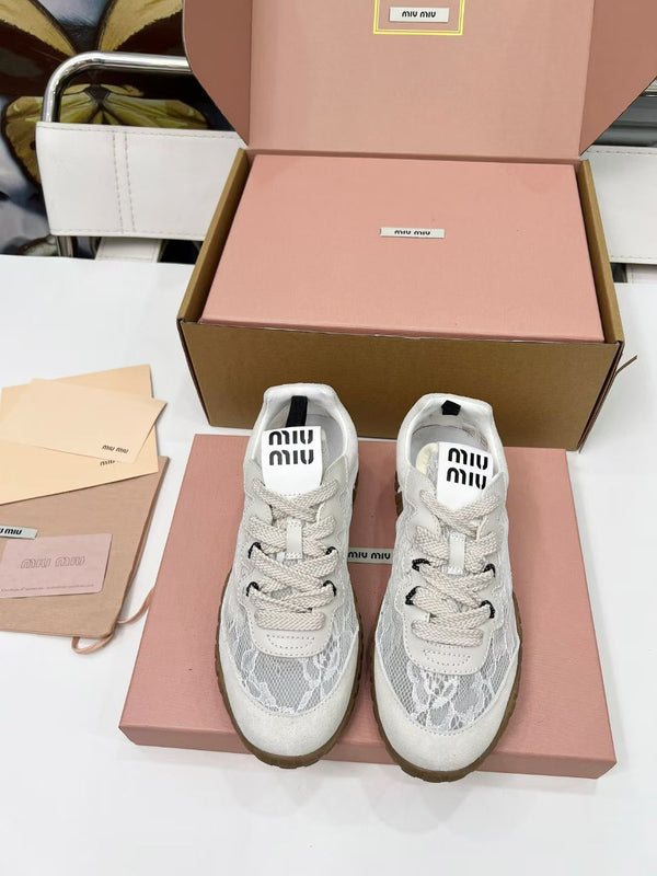 Miu TYRE Sneakers White Suede Lace 456325