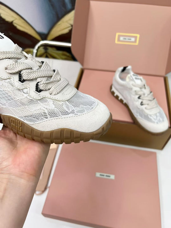 Miu TYRE Sneakers White Suede Lace 456325