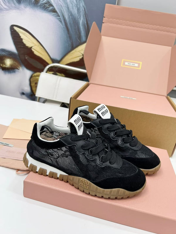 Miu TIRE Sneakers Nero Suede Lace 456326