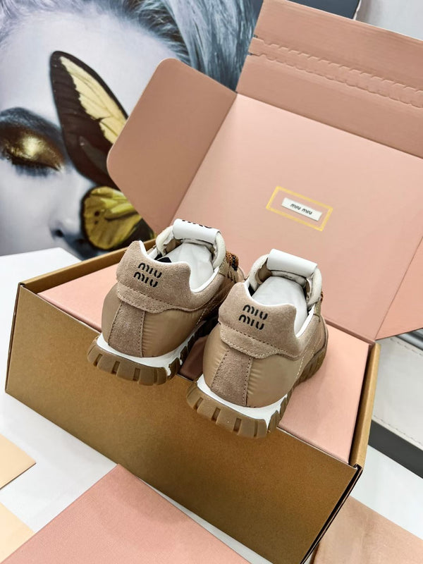 Miu TYRE Sneakers Brown Suede Technical Fabric 456327