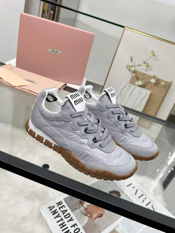 Miu TYRE Sneakers Grey Suede Technical Fabric 456330