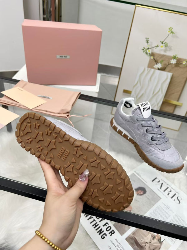 Miu TYRE Sneakers Grey Suede Technical Fabric 456330