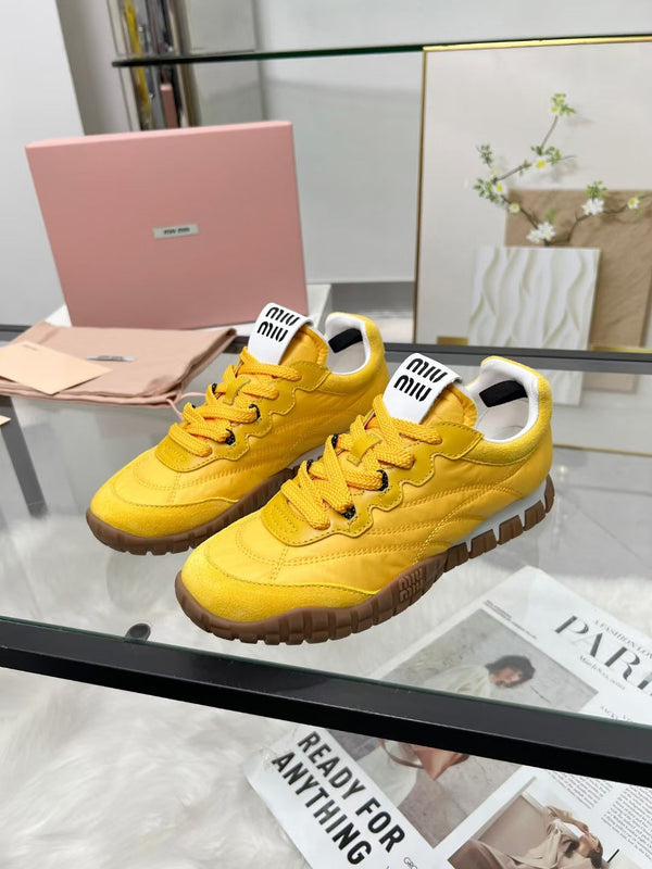 Miu TYRE Sneakers Yellow Suede Technical Fabric 456332