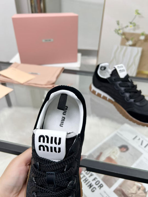 Miu TYRE Sneakers Black Suede Technical Fabric 456333