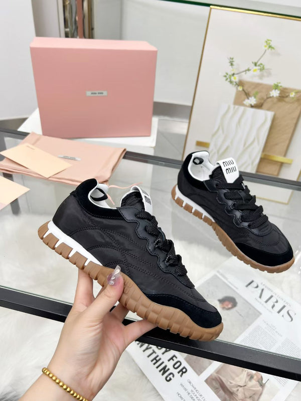 Miu TYRE Sneakers Black Suede Technical Fabric 456333