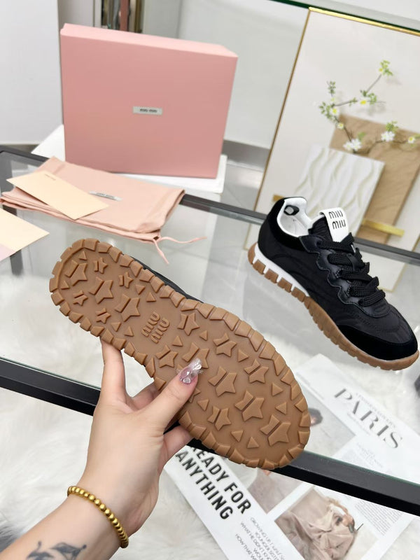 Miu TYRE Sneakers Black Suede Technical Fabric 456333