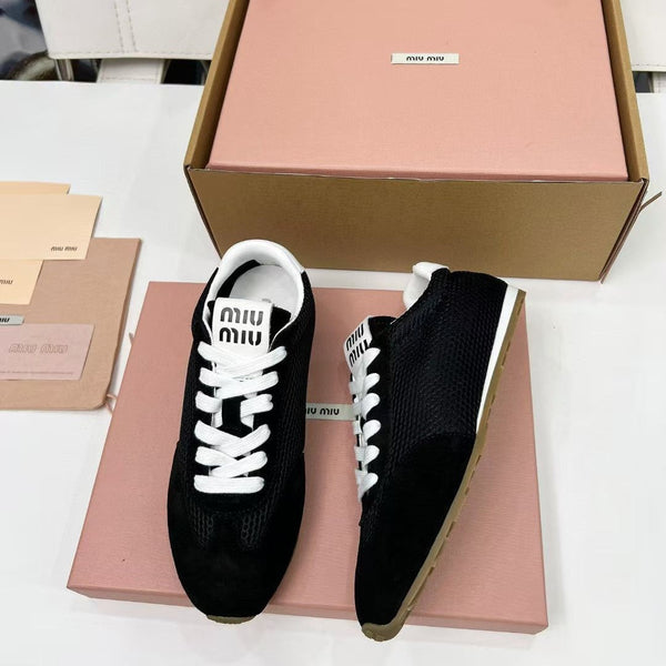 Miu Plume Sneakers Black Suede Lace 456348