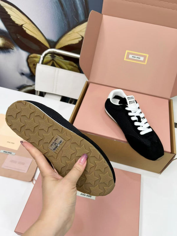 Miu Plume Sneakers Black Suede Lace 456348
