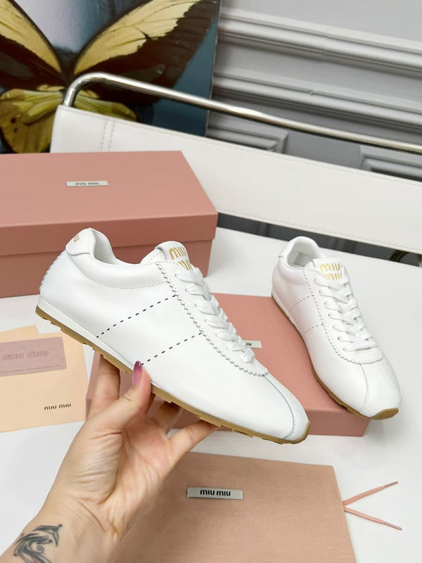 Miu Plume Sneakers White Cowhide 456354
