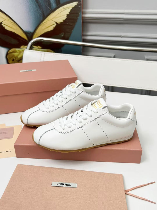 Miu Plume Sneakers White Cowhide 456354
