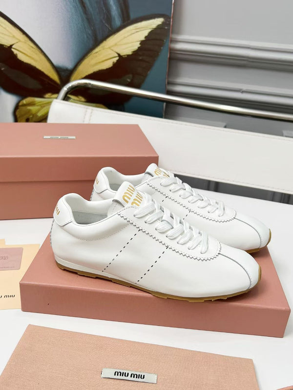 Miu Plume Sneakers White Cowhide 456354