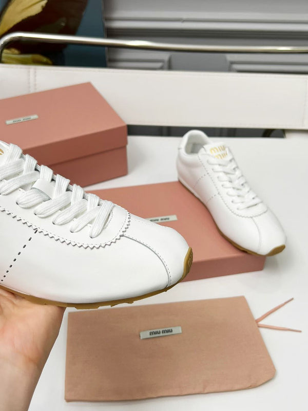 Miu Plume Sneakers White Cowhide 456354