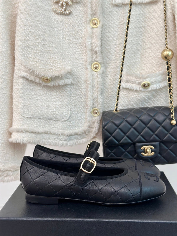 mary janes black quilted lambskin