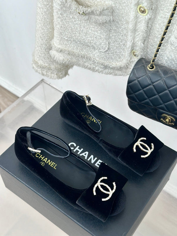 CC Mary Jane Black Velvet Lambskin Lining