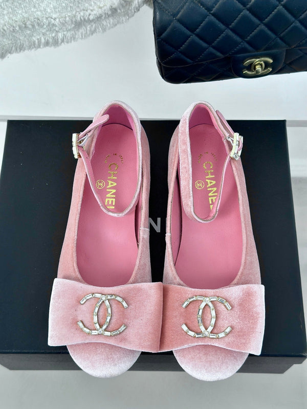 CC Mary Jane Pink Velvet Lambskin lining